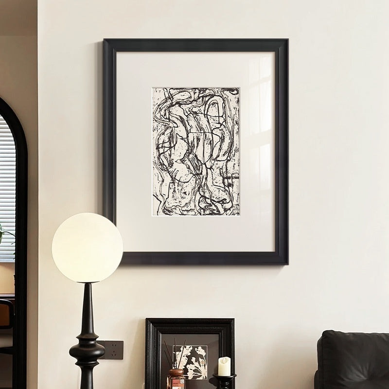 Black And White Lines High-end Abstract Paintingfor Hanging Retro Decorative Painting