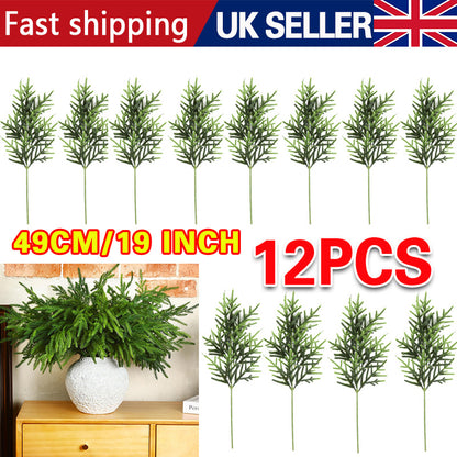 12pc Artificial Norfolk Pine Branches  Pine Needle Branch For Christmas Decor