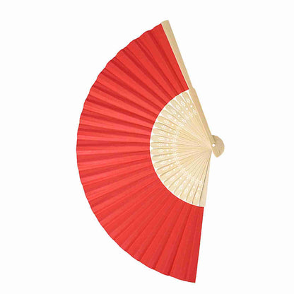 Chinese Folding Bamboo Ribs Fan DIY Blank Paper Fan Wedding Shower Party Decor #Red Color