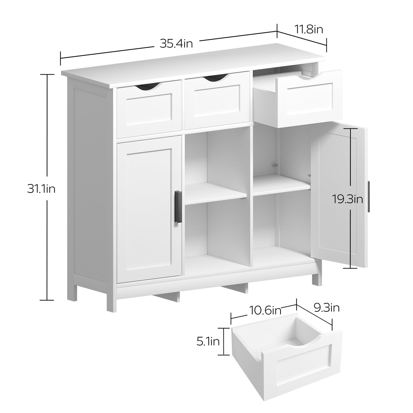 Cabinets With Drawers And Shelves, Living Room, Bedroom, Bathroom Decor Cabinets Furniture Home Decor - White