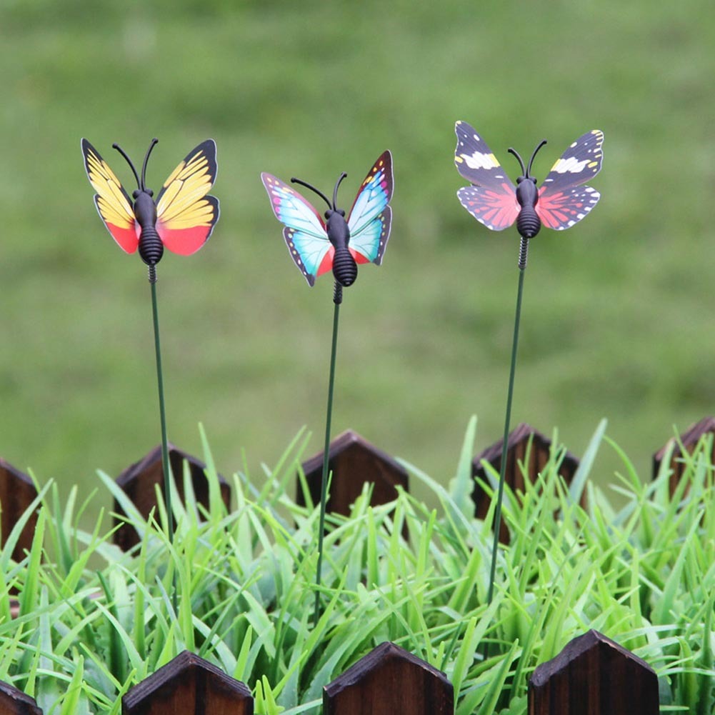 50pcs Artificial Decorative Butterfly Lawn Garden Decor Landscape Indoor Outdoor Ornaments