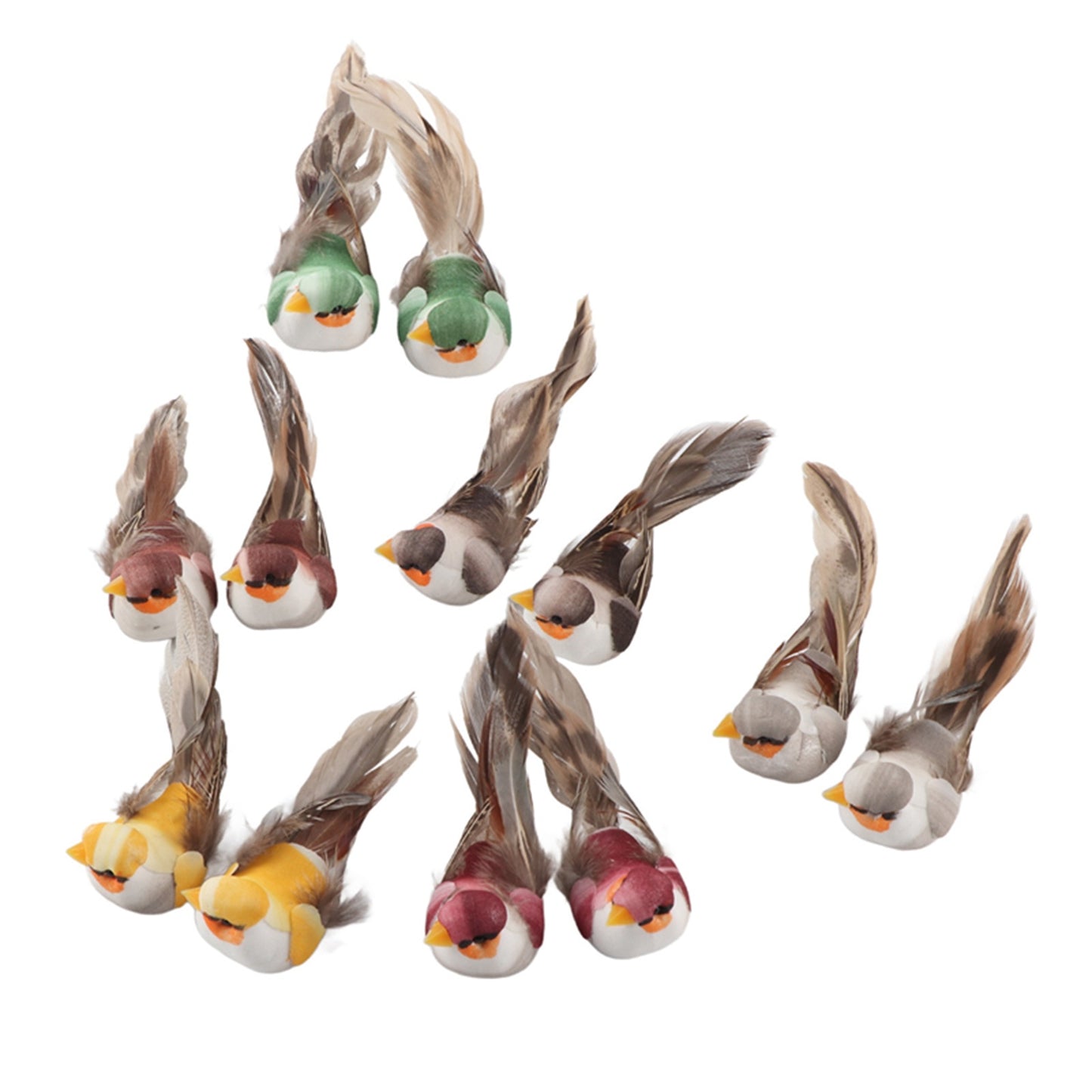 12Pcs Simulation Foam Bird Artificial Bird Decor with Clip Fixing Home Garden Plant Decoration