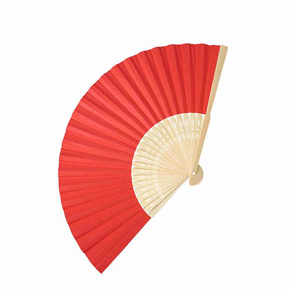 Chinese Folding Bamboo Ribs Fan DIY Blank Paper Fan Wedding Shower Party Decor #Red Color