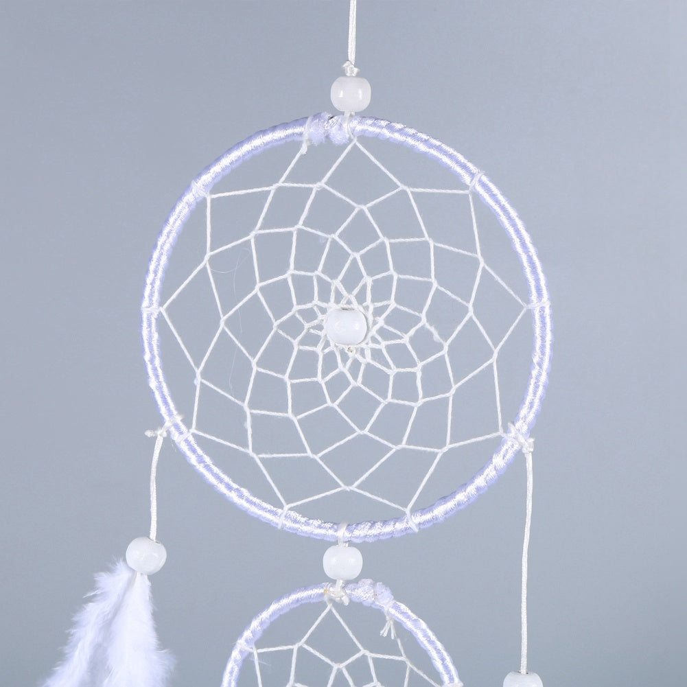 White Dreamcatcher Wind Chimes Indian Style Beads Feather Pendant Home Wall Window Decor