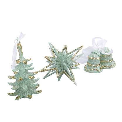 3pcs Xmas Hanging Decor Xmas Tree Bell Star Shape Ornaments for Stair Door Escalator Doorway