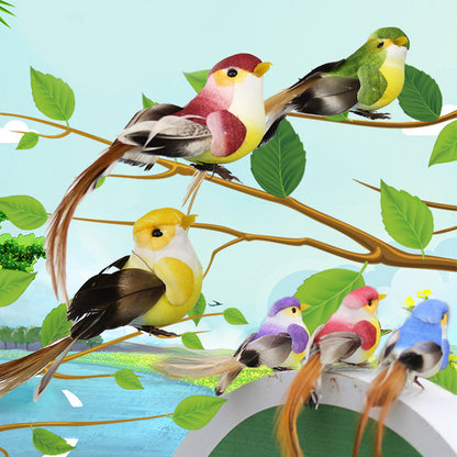 12Pcs Lovely Simulation Bird Tree Binding Artificial Bird Decor Craft for Plant Home Decoration