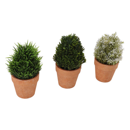 3PCS Artificial Potted Plants Set Plastic Indoor Small Fake Greenery Potted Plants for Home Bathroom Living Room Bedroom Office Desk Bookshelf Decor