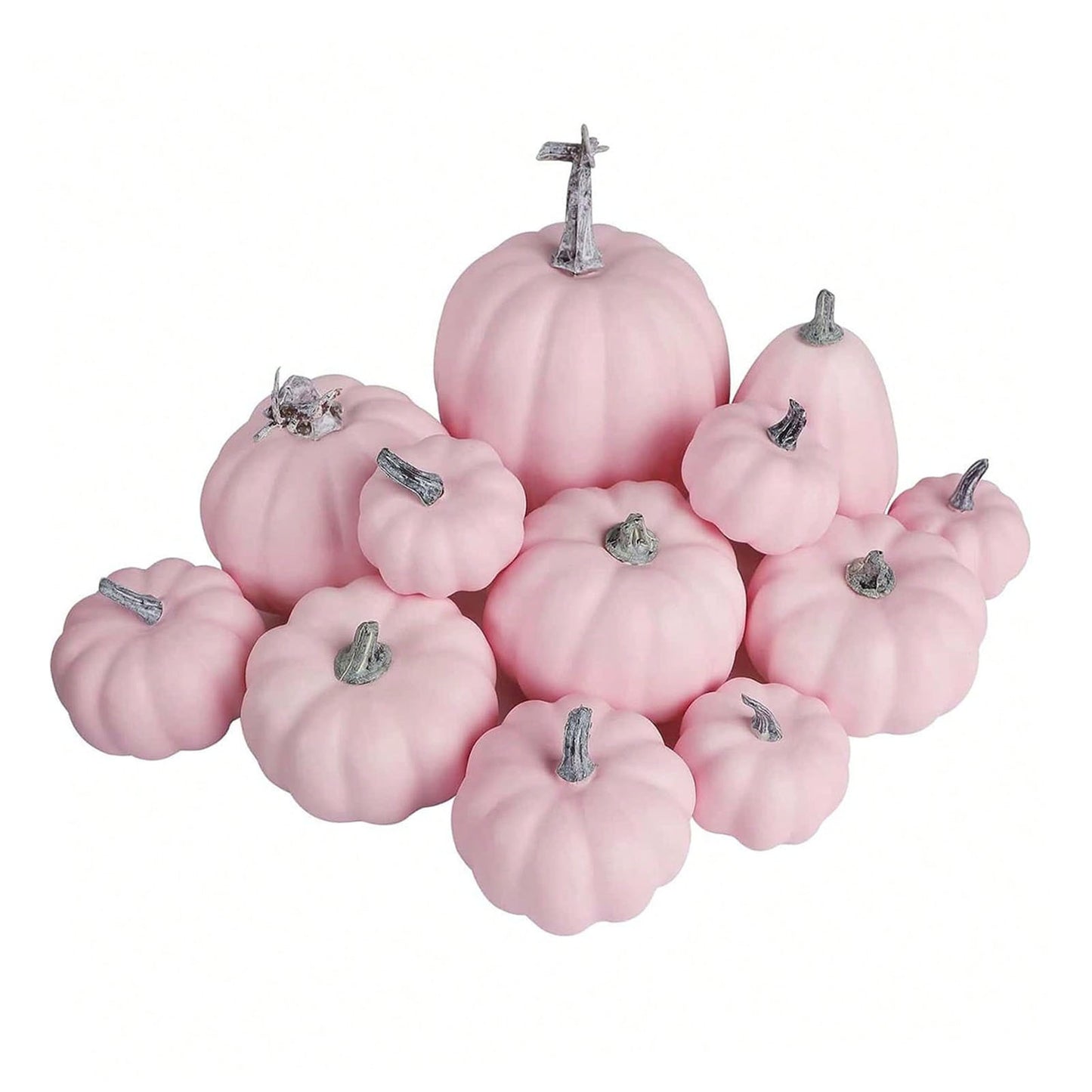 12PCS Artificial Pumpkins Pink Faux Pumpkins Decoration for Home Farmhouse Harvest Festival Decor Photo Props