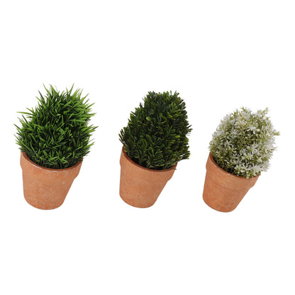 3PCS Artificial Potted Plants Set Plastic Indoor Small Fake Greenery Potted Plants for Home Bathroom Living Room Bedroom Office Desk Bookshelf Decor