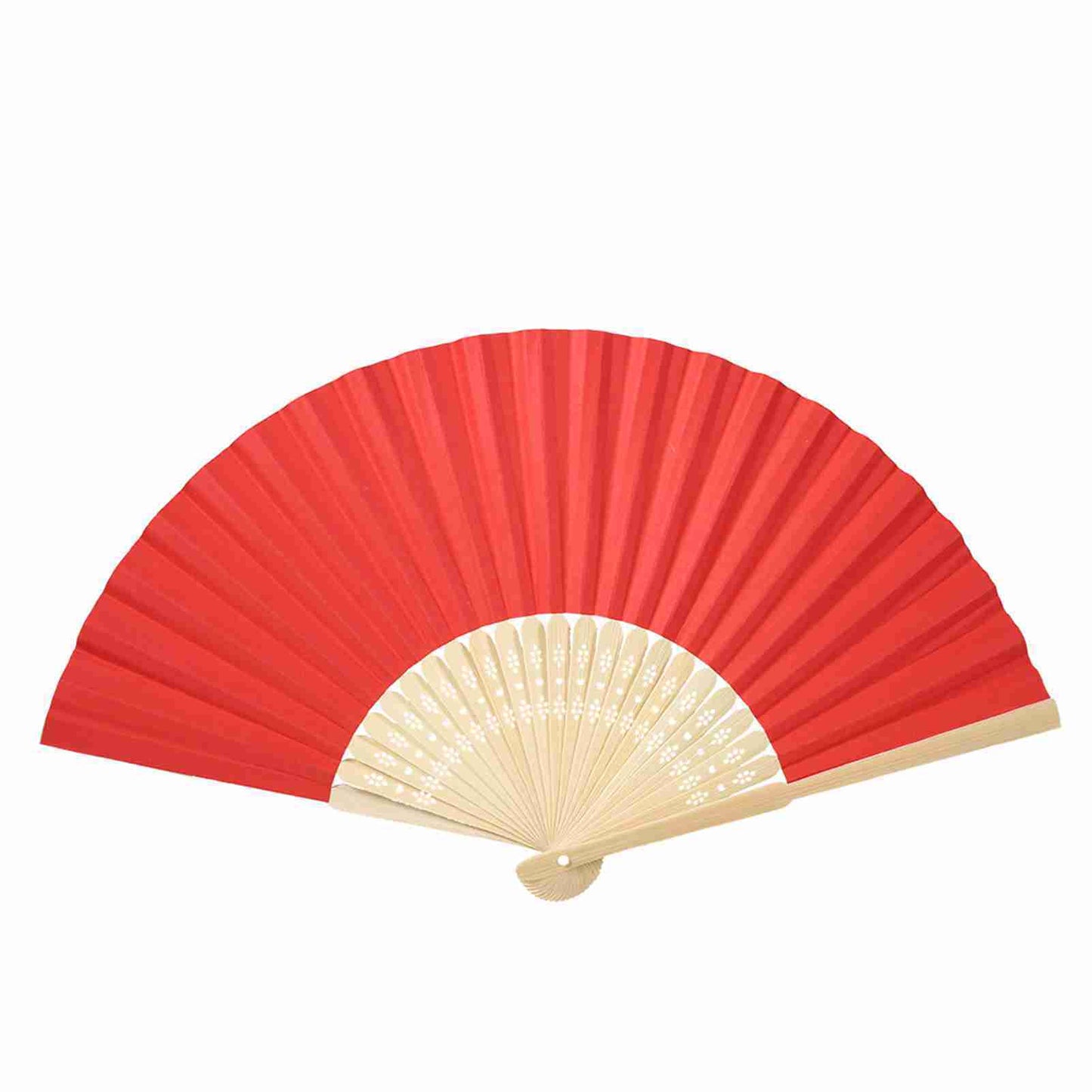 Chinese Folding Bamboo Ribs Fan DIY Blank Paper Fan Wedding Shower Party Decor #Red Color