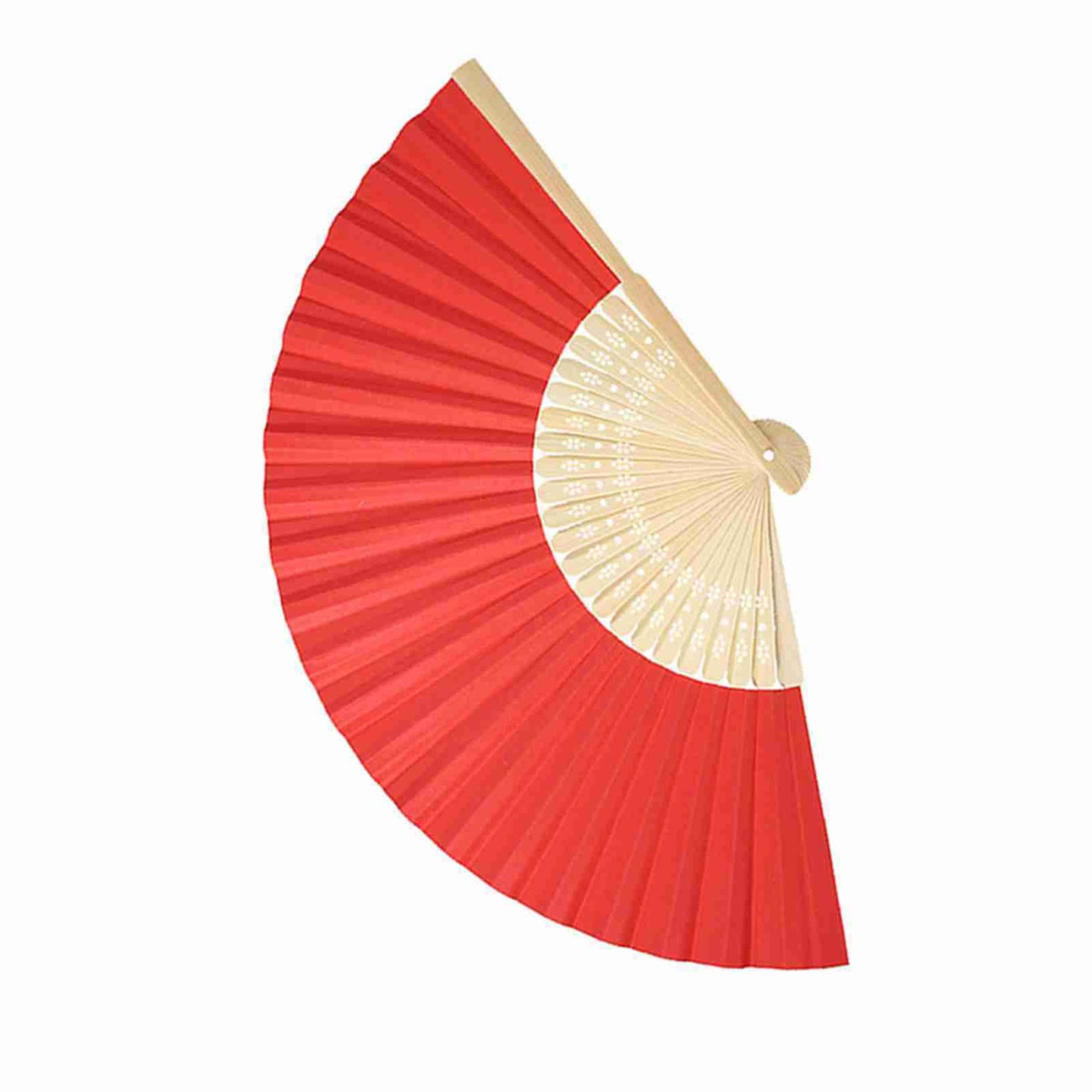 Chinese Folding Bamboo Ribs Fan DIY Blank Paper Fan Wedding Shower Party Decor #Red Color