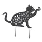 Black Cat Statuette Cute Black Cat Vivid Appearance Hollow Design Durable Metal Black Cat Decor for Home Garden Backyard