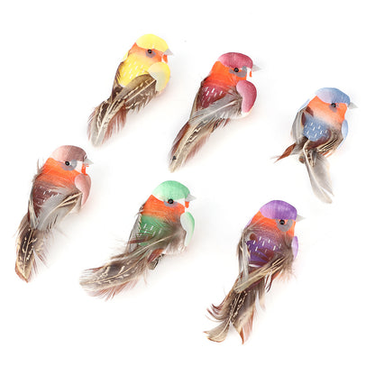 12Pcs Cute Artificial Bird Decor Simulation Bird DIY Decoration Ornament for Home Garden