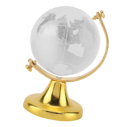 Round Earth Globe World Map Crystal Glass Ball Sphere Home Office Decor Gift (Golden)