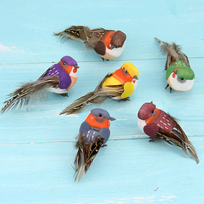 12Pcs Cute Artificial Bird Decor Simulation Bird DIY Decoration Ornament for Home Garden